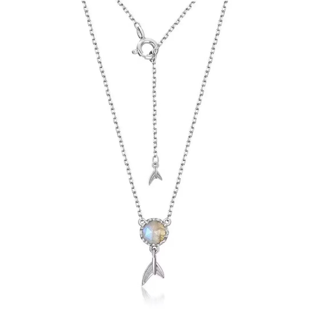 Labradorite Necklace – Mermaid Tail, Silver