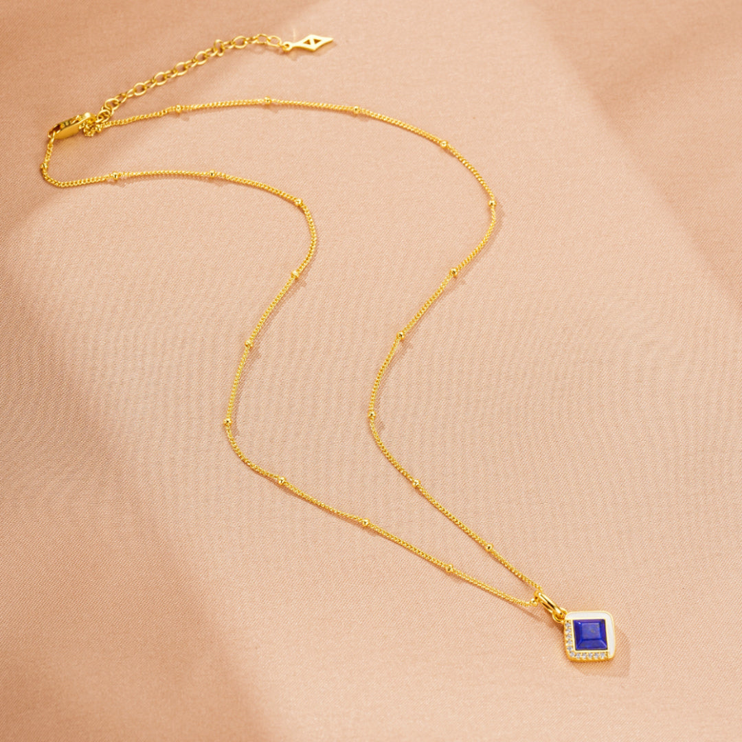 Collier Lapis Lazuli – Aura Royale, Argent Plaqué Or