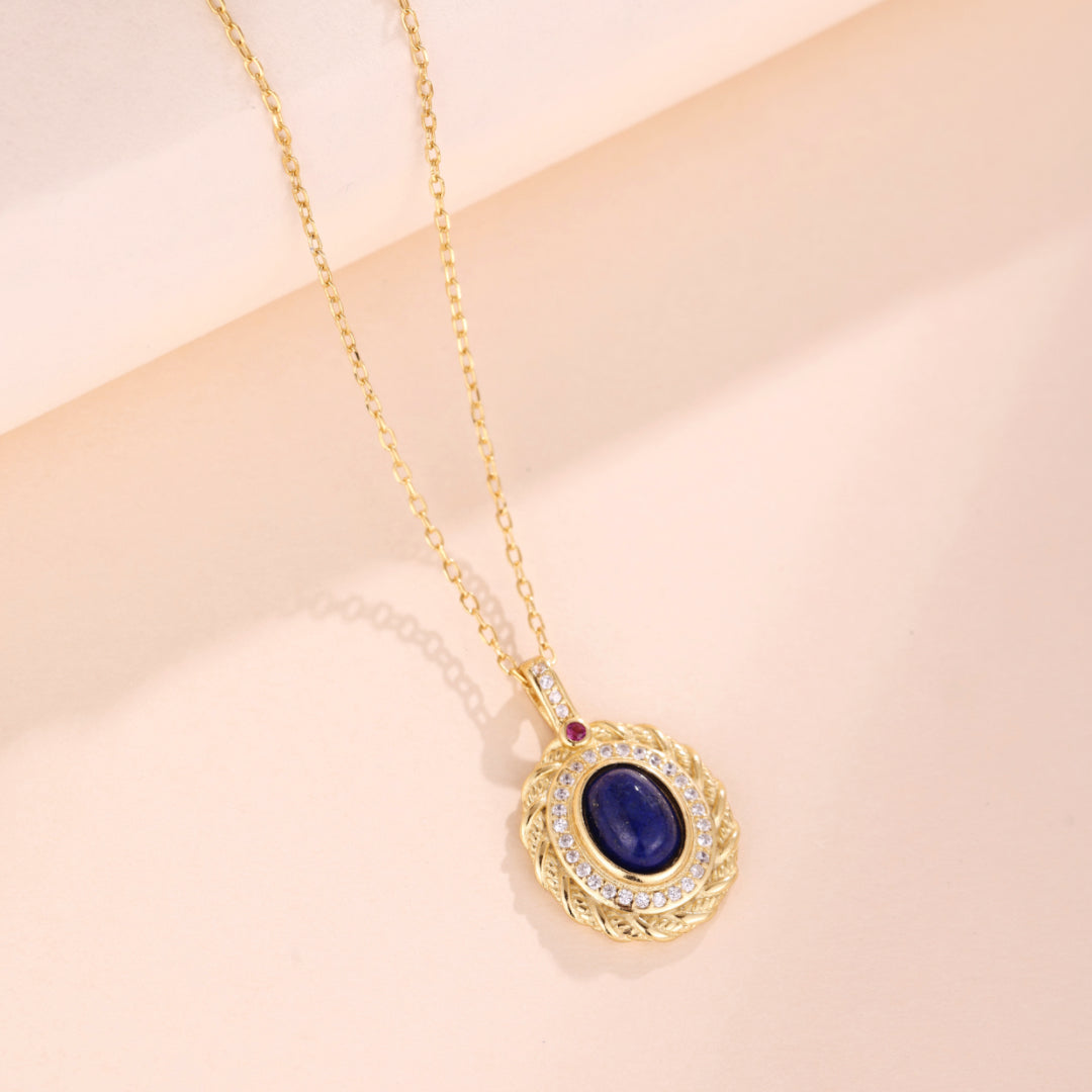 Collier Lapis Lazuli – Élégance, Argent Plaqué Or