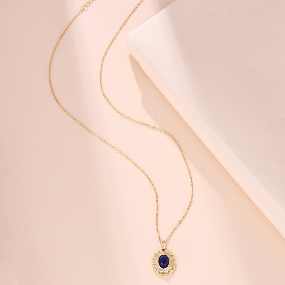 Collier Lapis Lazuli – Élégance, Argent Plaqué Or