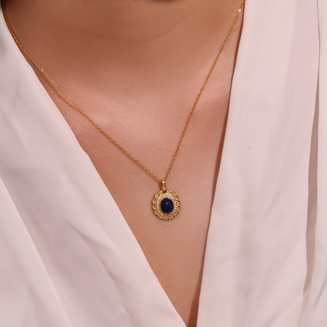 Collier Lapis Lazuli – Élégance, Argent Plaqué Or