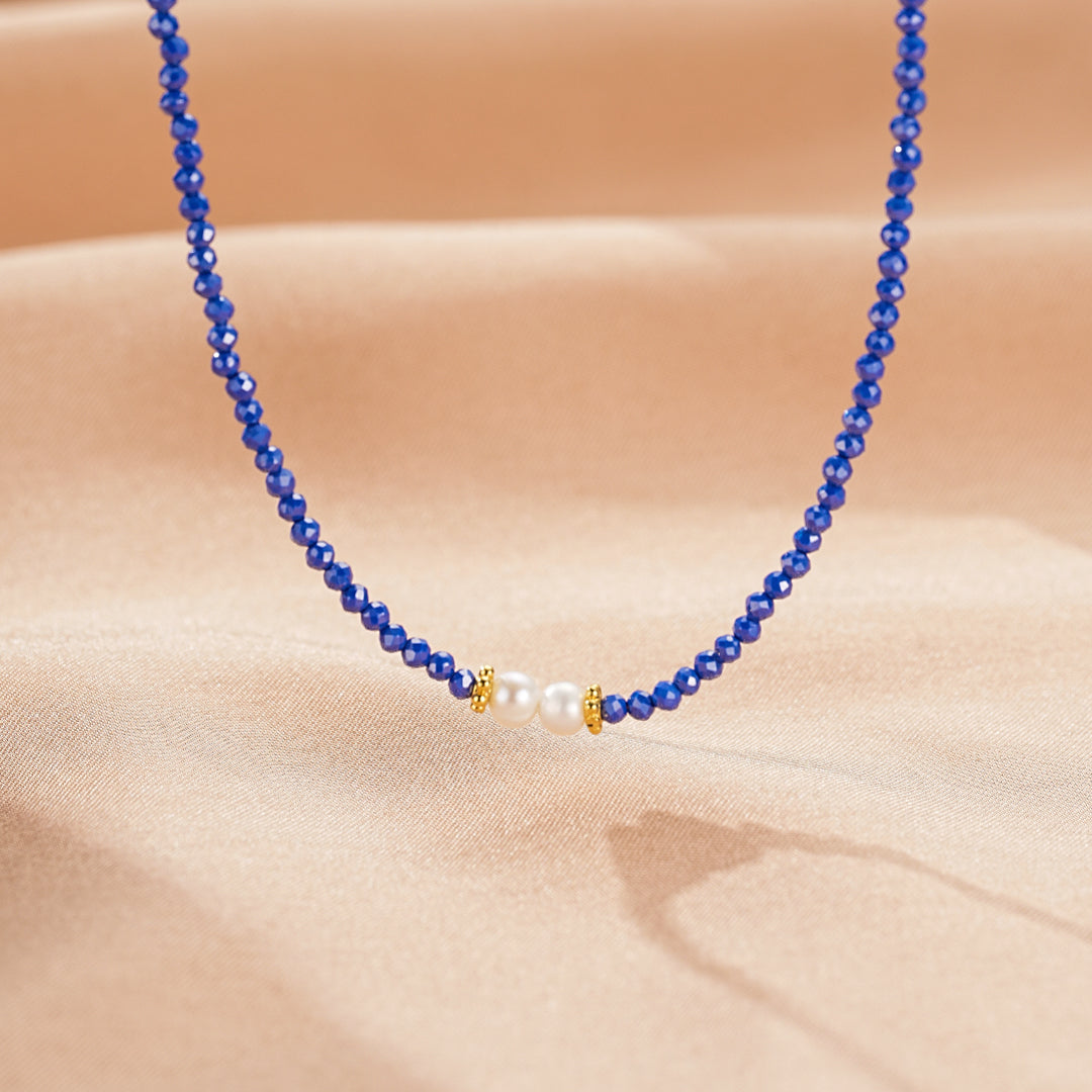 Collier Lapis-Lazuli et Perle – Sérénité Fine