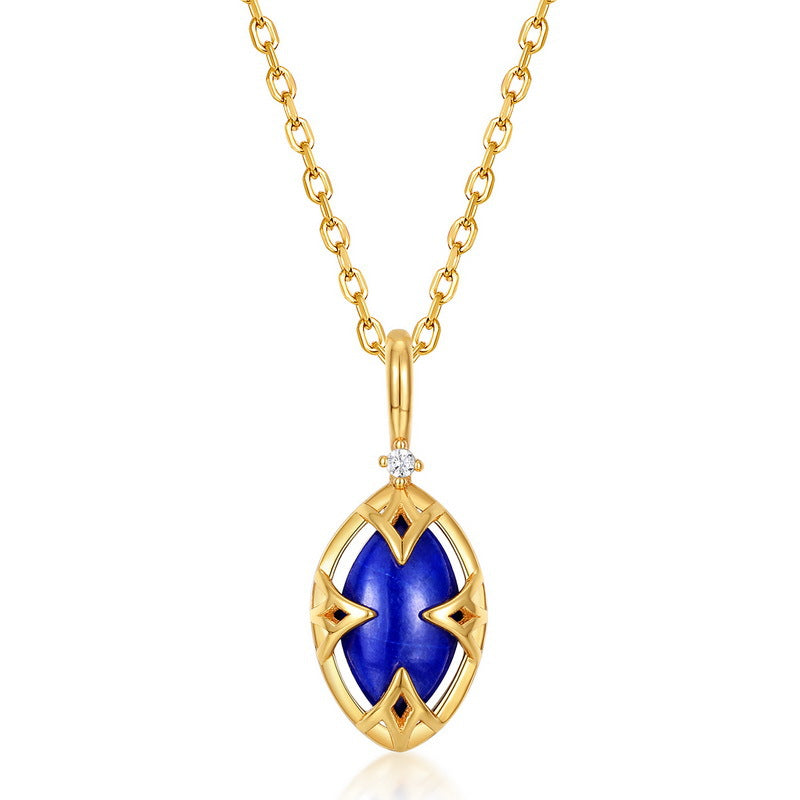 Collier Lapis Lazuli et Quartz Clair – Étoile du Matin, Argent Plaqué Or