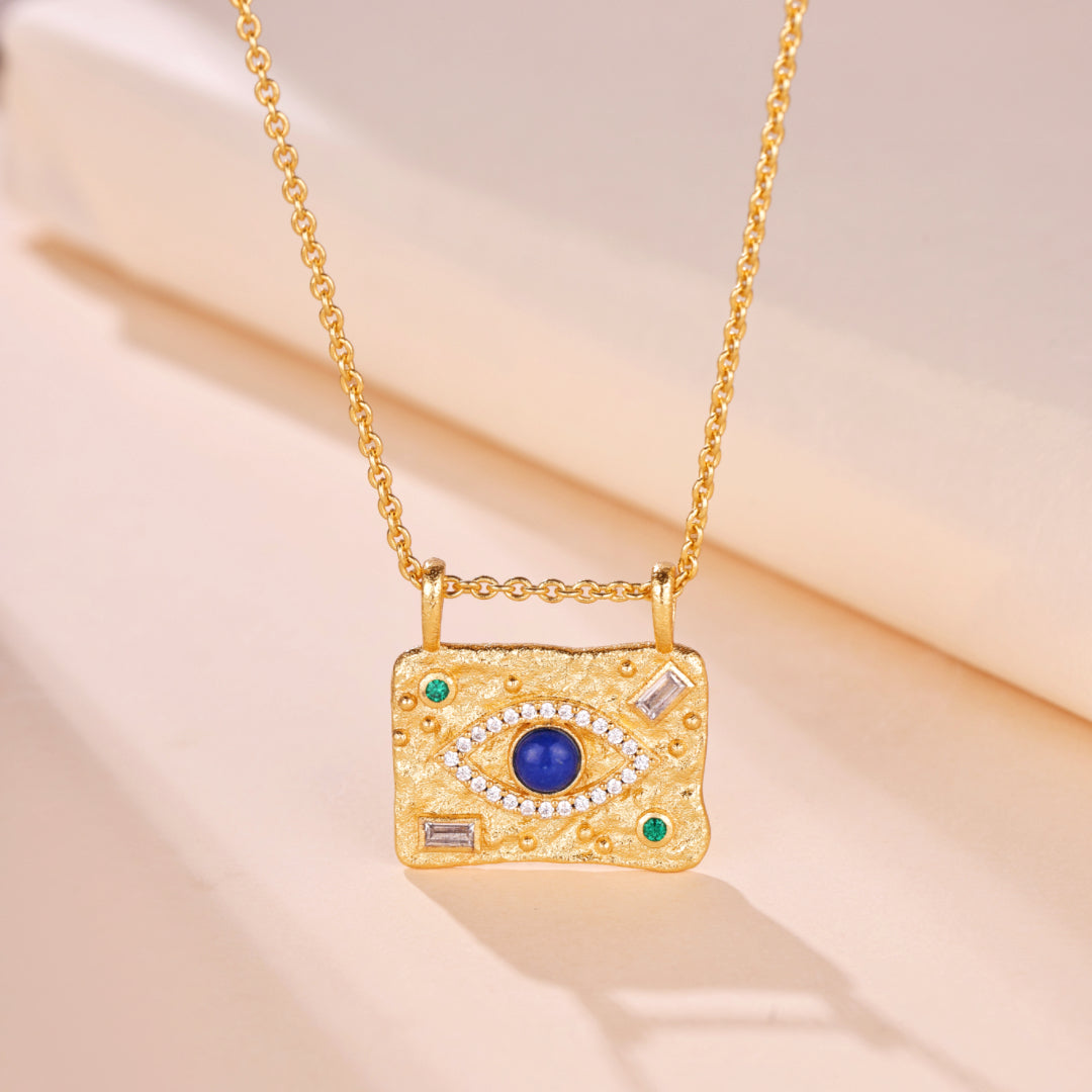 Lapis Lazuli Necklace – Celestial Guardian, Gold Plated Silver