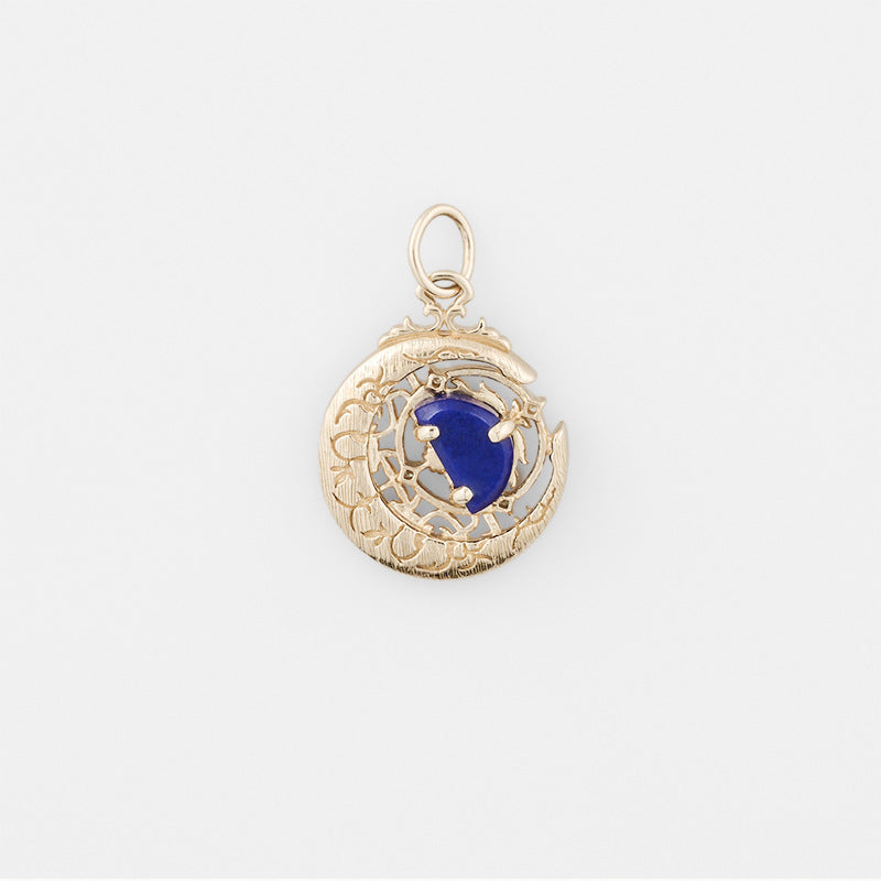Collier Lapis Lazuli – Lune Étoilée, Argent Plaqué Or