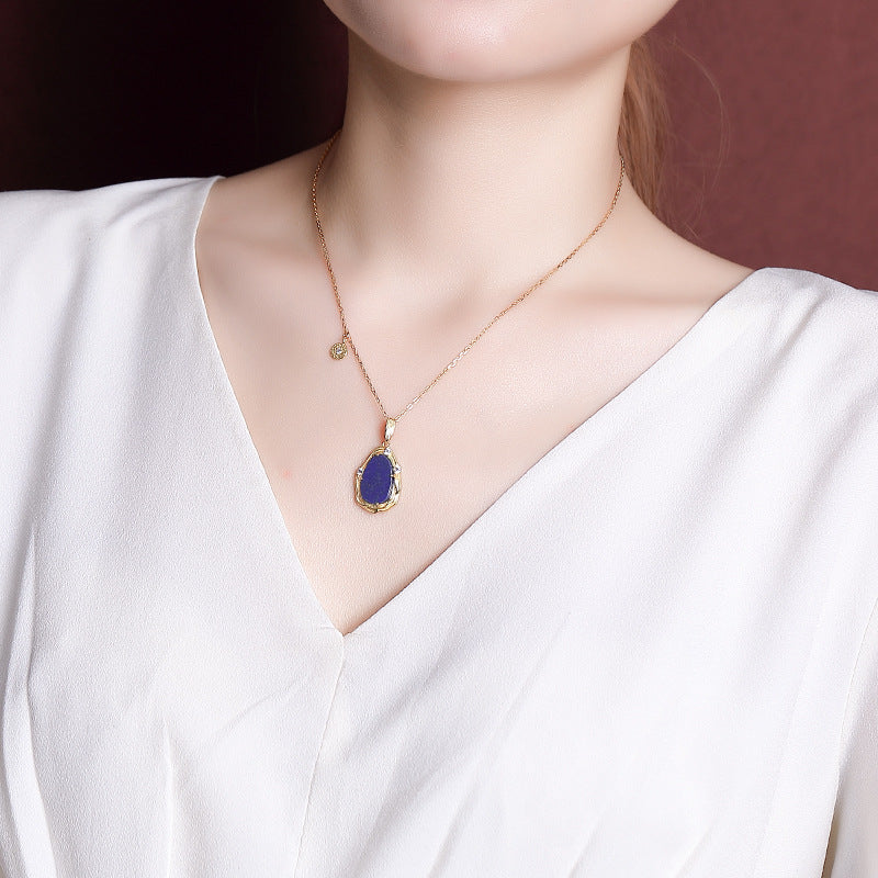 Collier Lapis Lazuli – Sérénité, Argent Plaqué Or