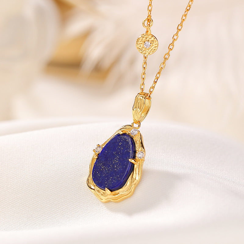 Collier Lapis Lazuli – Sérénité, Argent Plaqué Or