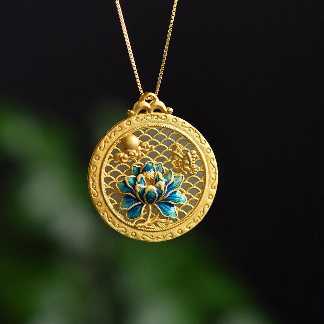 'Inner Peace' White Jade Lotus Pendant