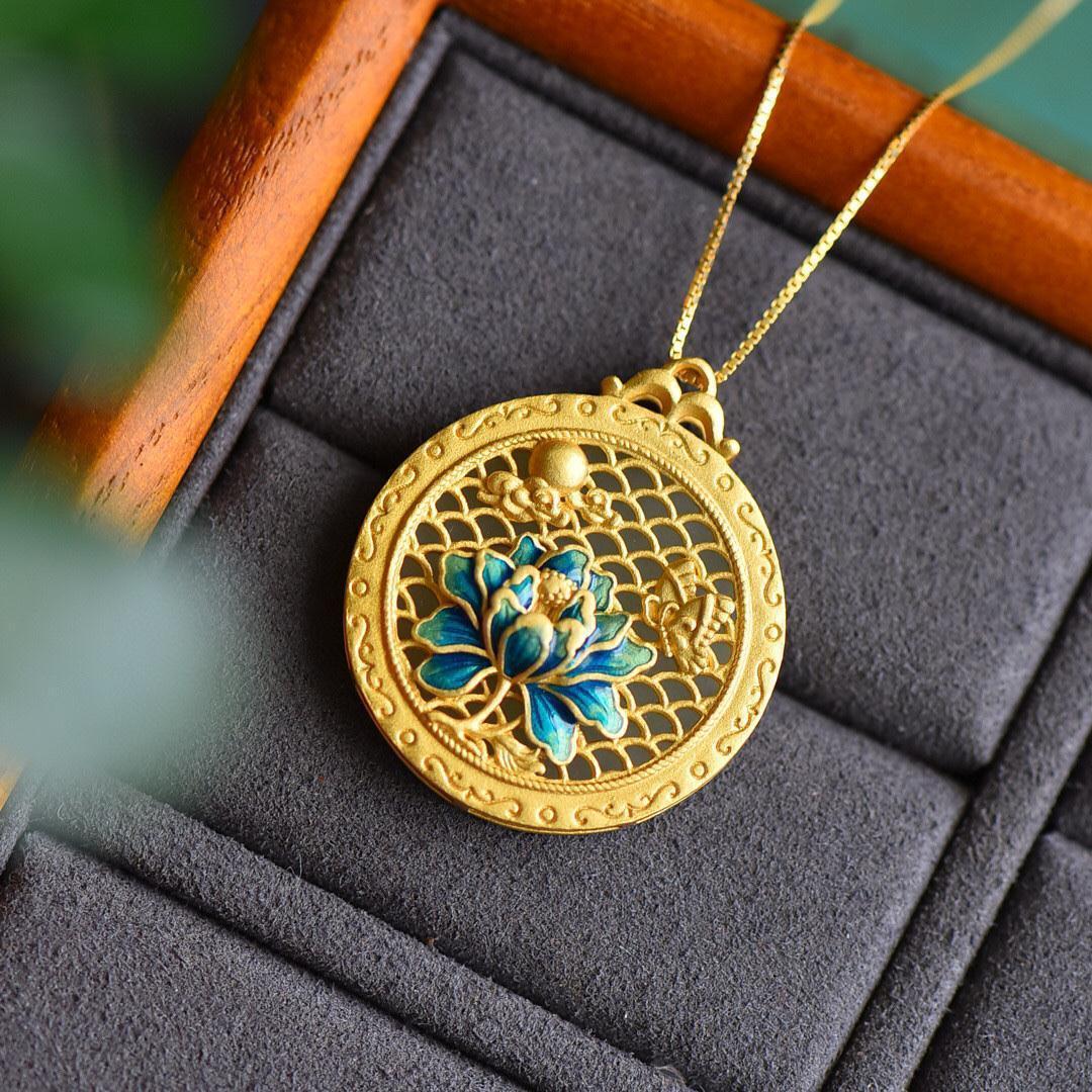 'Inner Peace' White Jade Lotus Pendant