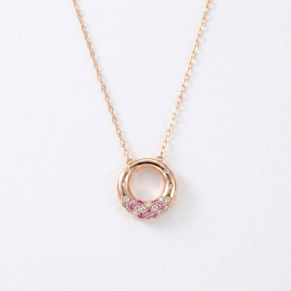 Collier Lune – Aura Rosée, Argent Plaqué Or