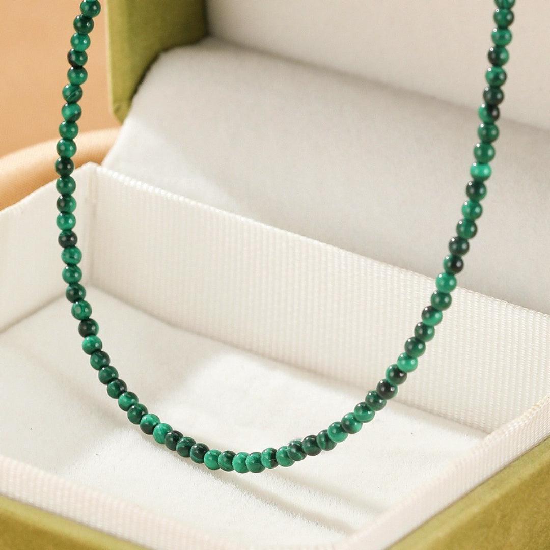 Collier Malachite – Élégance Naturelle, Argent