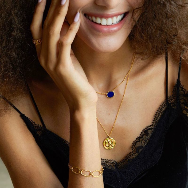 Collier Malachite et Lapis Lazuli – Ovale Majestueux, Argent Plaqué Or