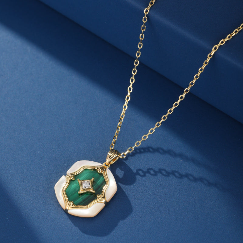 Pendentif Malachite Plaqué Argent - Lot N°1 Avec Cadeau - Pierre Naturelle Verte