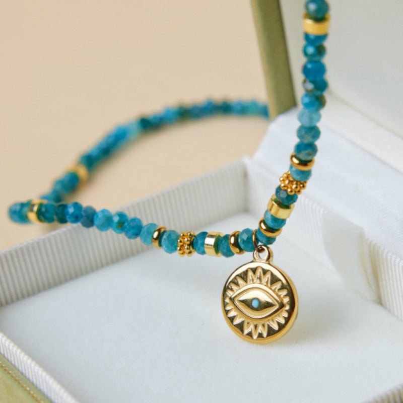 Evil Eye Apatite Necklace – Blue Strength