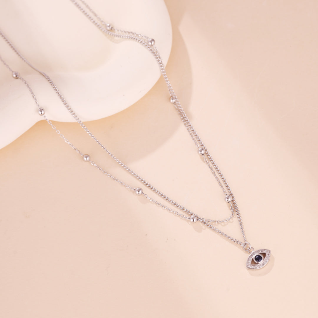 Evil Eye Necklace – Double Protection, Sterling Silver 925