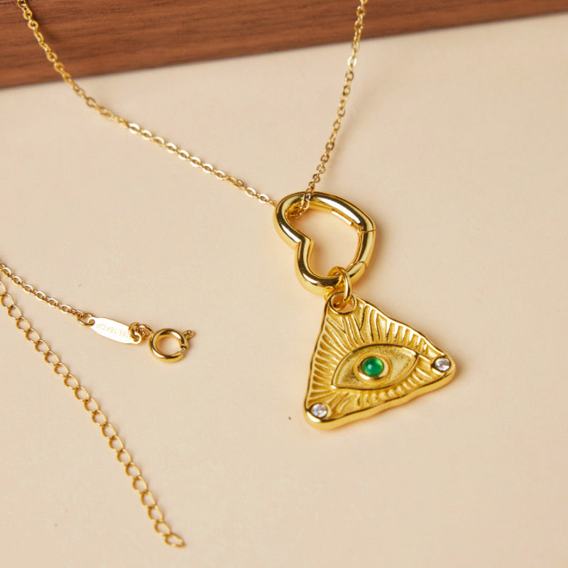 Evil Eye Necklace in Agate – Love Protection, Gold Plated Silver