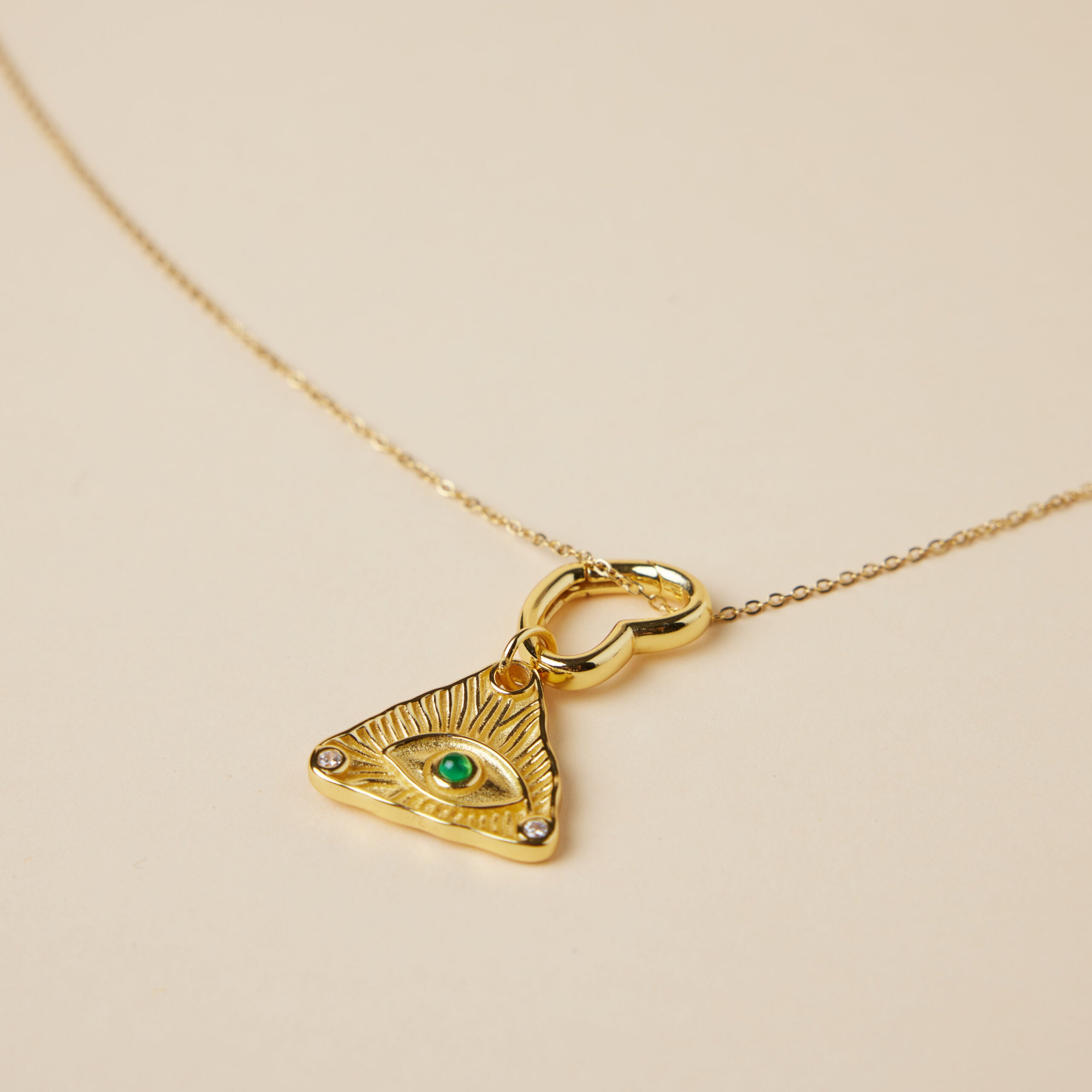 Evil Eye Necklace in Agate – Love Protection, Gold Plated Silver