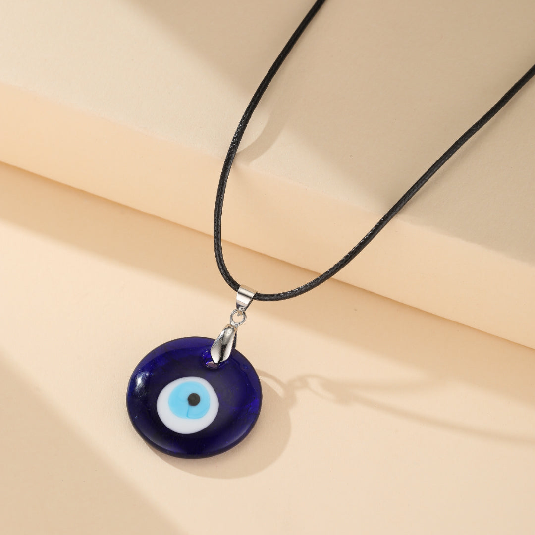 Bijou ethnique Collier Mauvais Œil en verre de qualité, avec chaîne ajustable (46+5cm), parfait comme cadeau significatif ou amulette de bien-être.