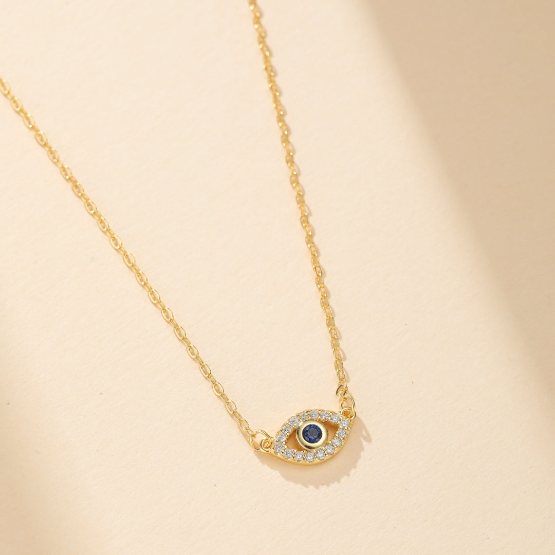 Collier Mauvais Œil – Bouclier d'Énergie, Argent Plaqué Or