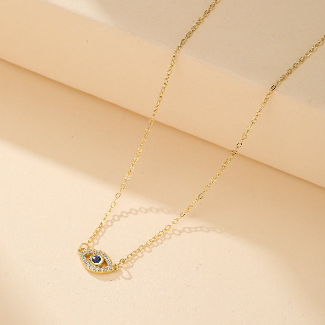 Collier Mauvais Œil – Bouclier d'Énergie, Argent Plaqué Or