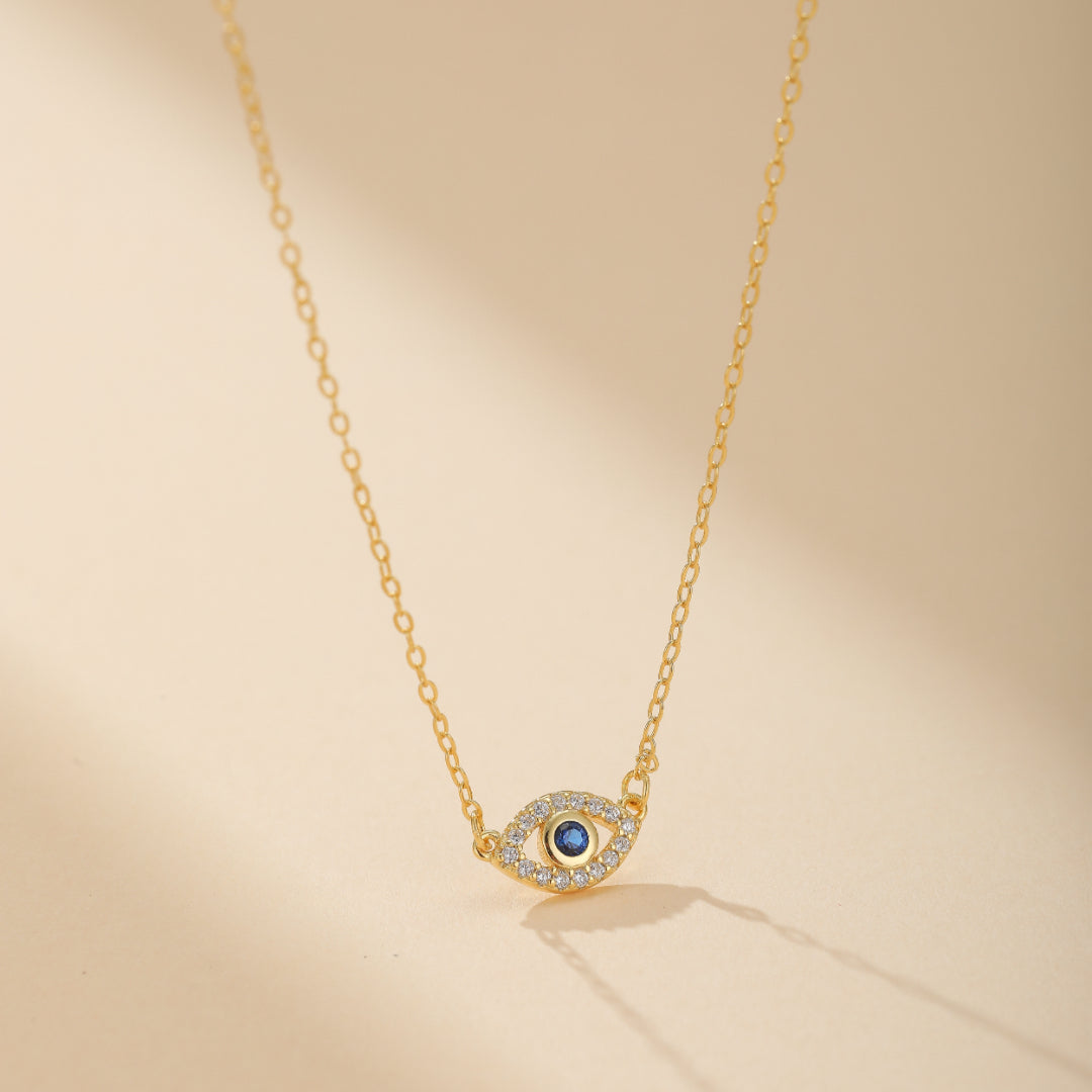 Collier Mauvais Œil – Bouclier d'Énergie, Argent Plaqué Or