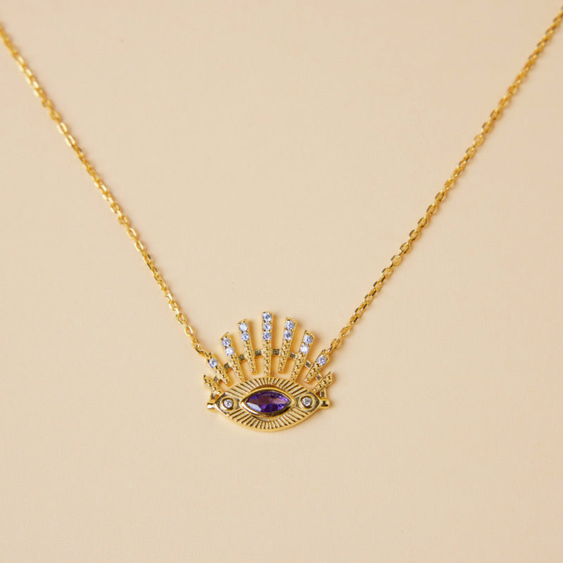 Evil Eye Necklace – Ethereal Guardian, Gold Plated Silver
