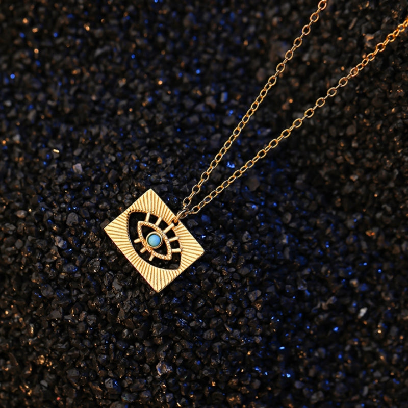 Collier Mauvais Œil Turquoise – Protecteur, Argent Plaqué Or