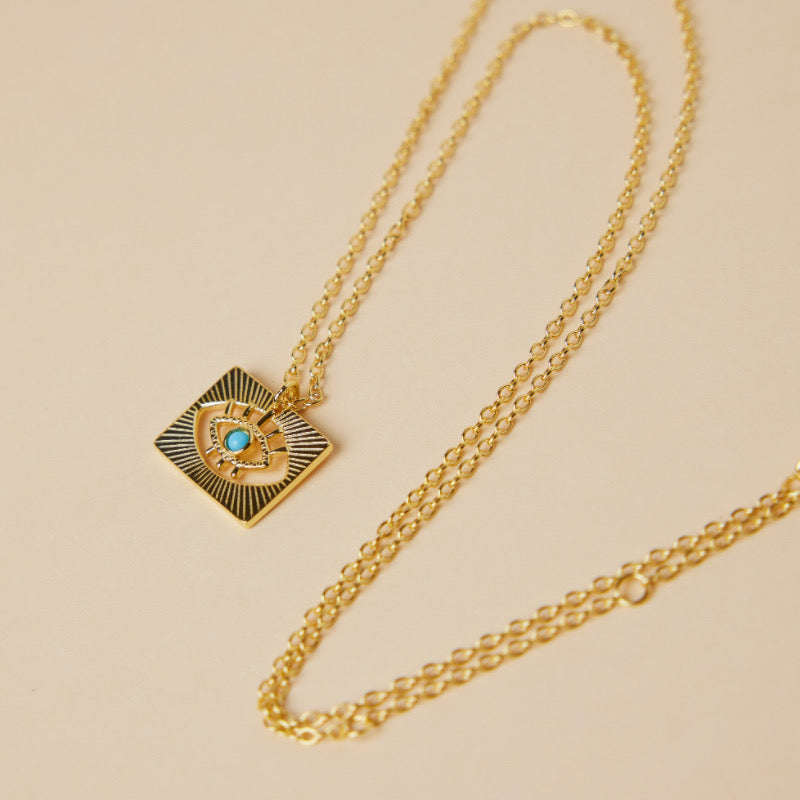 Collier Mauvais Œil Turquoise – Protecteur, Argent Plaqué Or