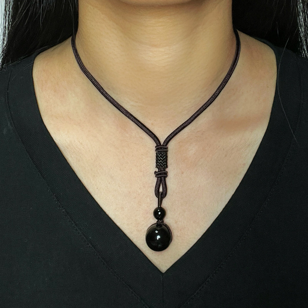 Collier Obsidienne – Sphère Protectrice