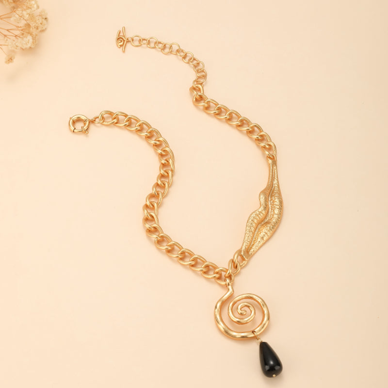 Collier Obsidienne – Vintage Spirale