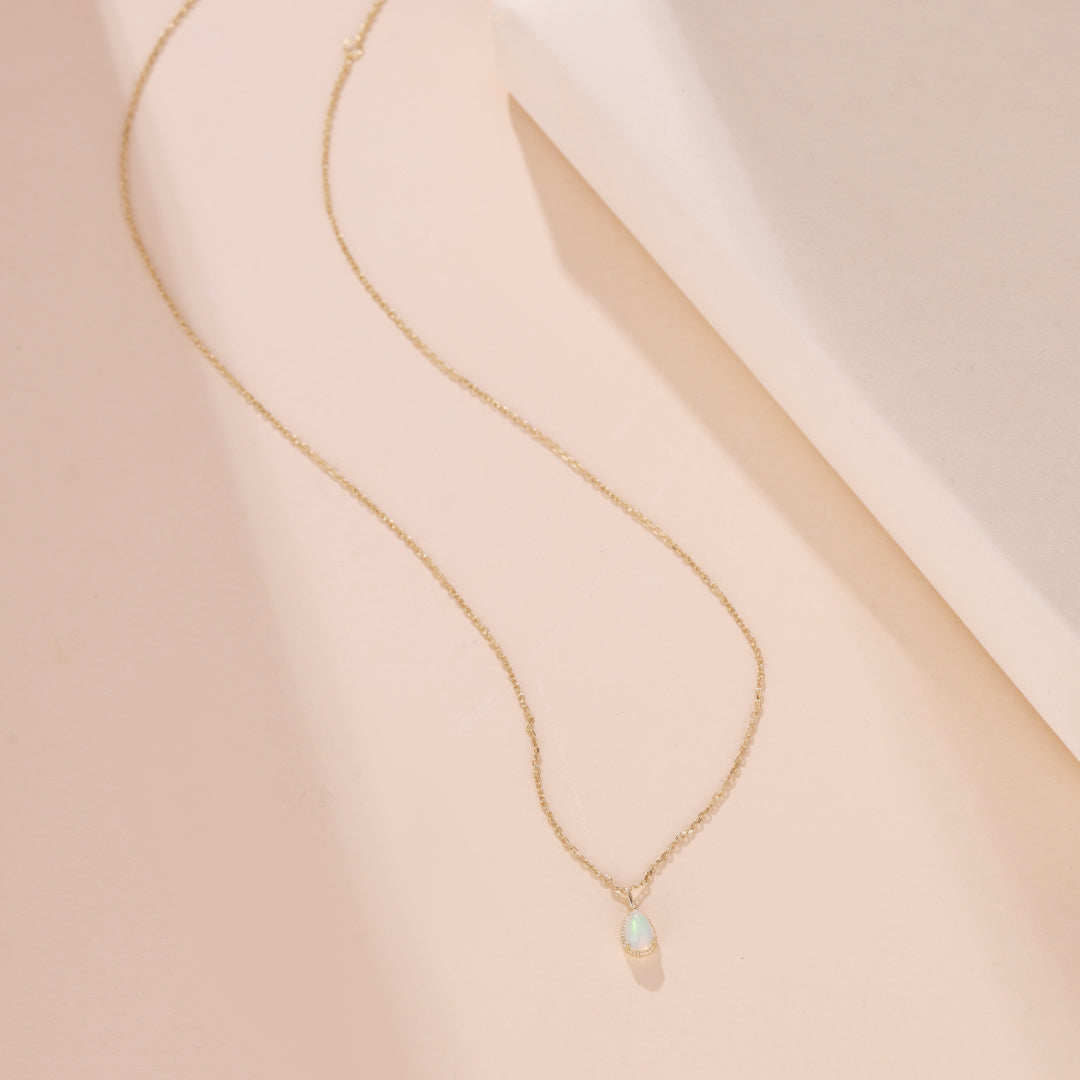 Collier Opale – Sagesse, Argent Plaqué Or