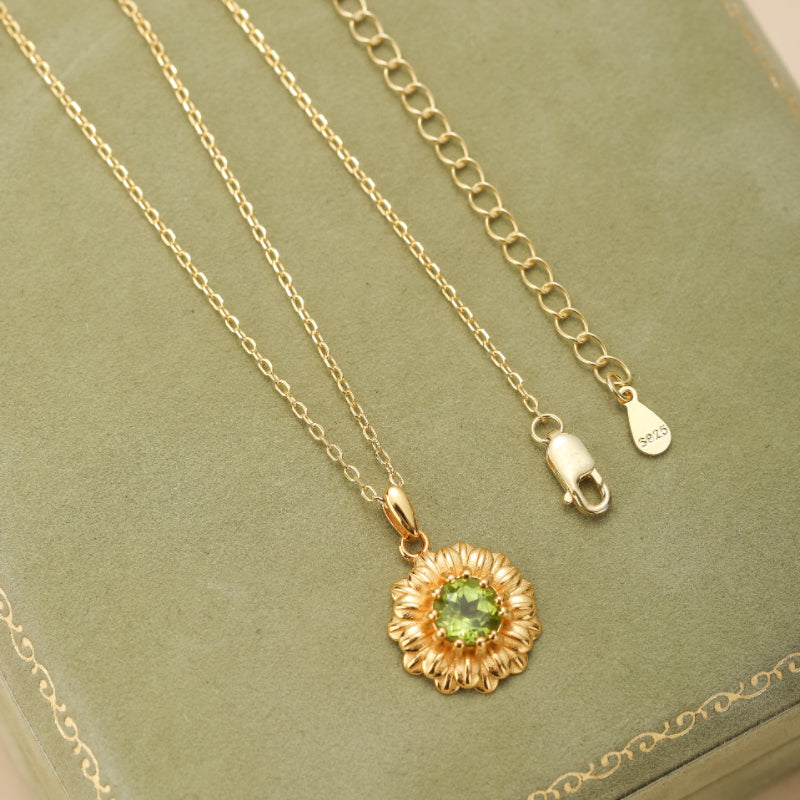 Collier Péridot – Doux Rayons, Argent Plaqué Or
