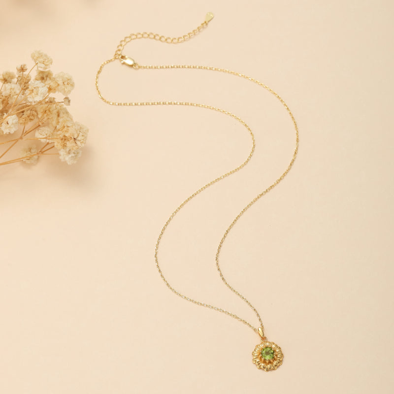 Collier Péridot – Doux Rayons, Argent Plaqué Or