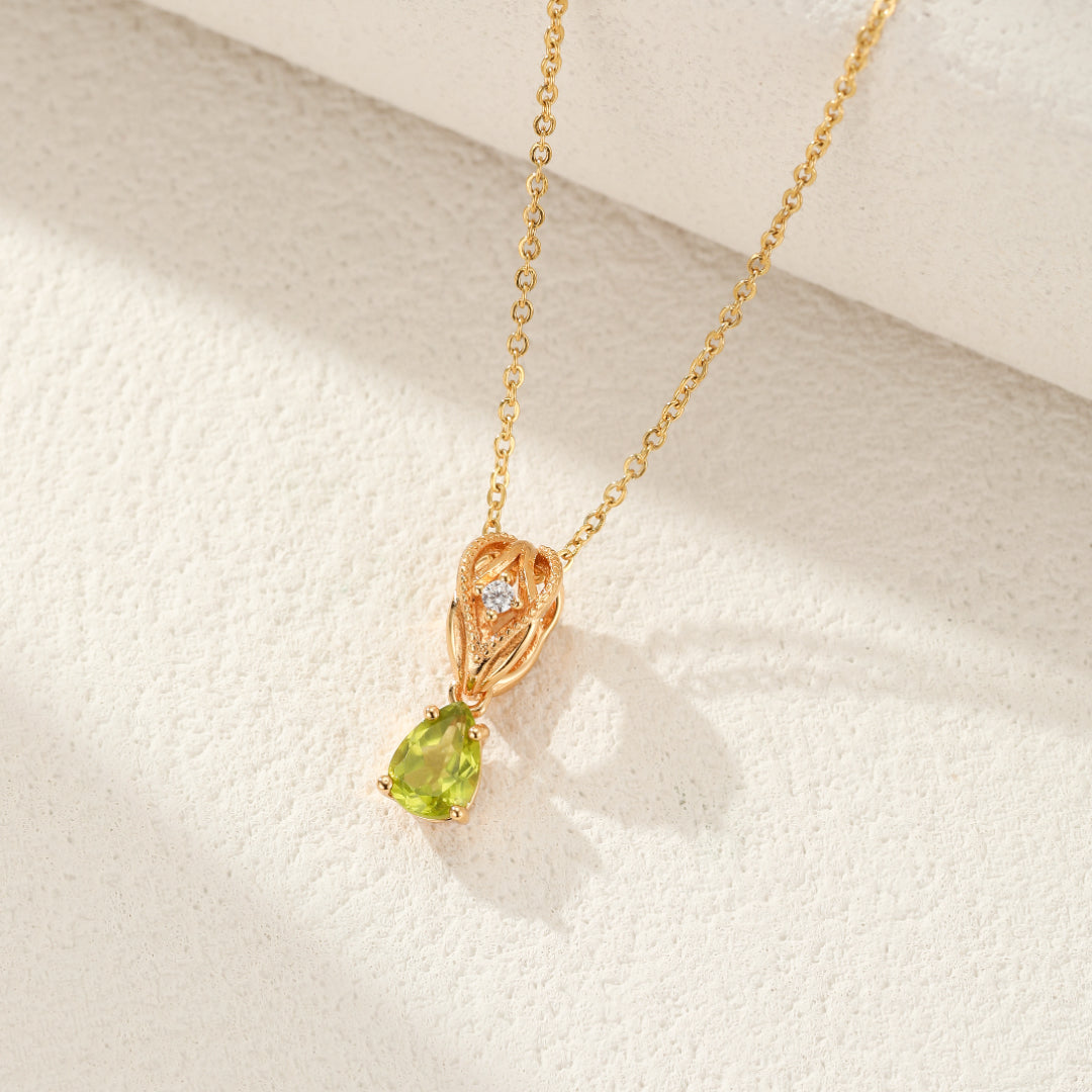 Collier Péridot – Éveil Lumineux, Argent Plaqué Or