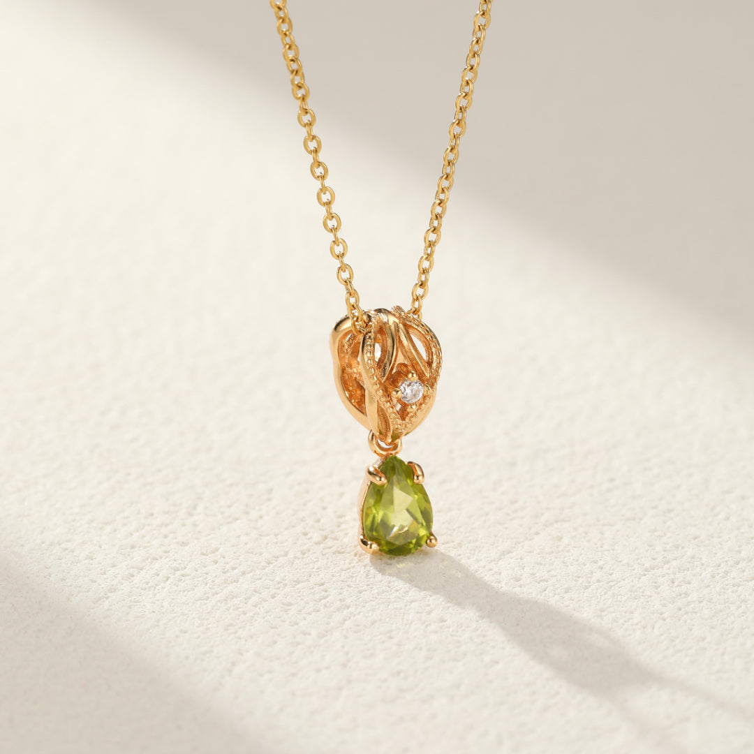 Collier Péridot – Éveil Lumineux, Argent Plaqué Or