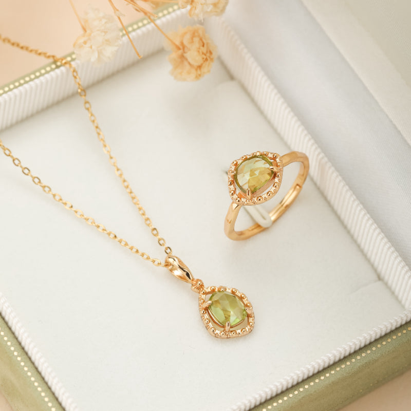 Collier Péridot – Renaissance, Argent Plaqué Or