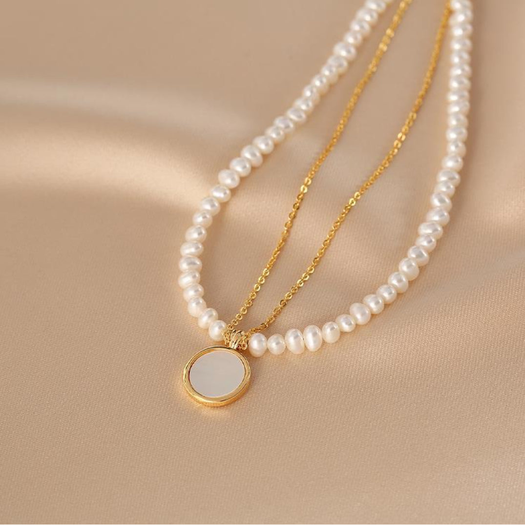 Collier Perle d'Eau Douce – Rose, Argent Plaqué Or