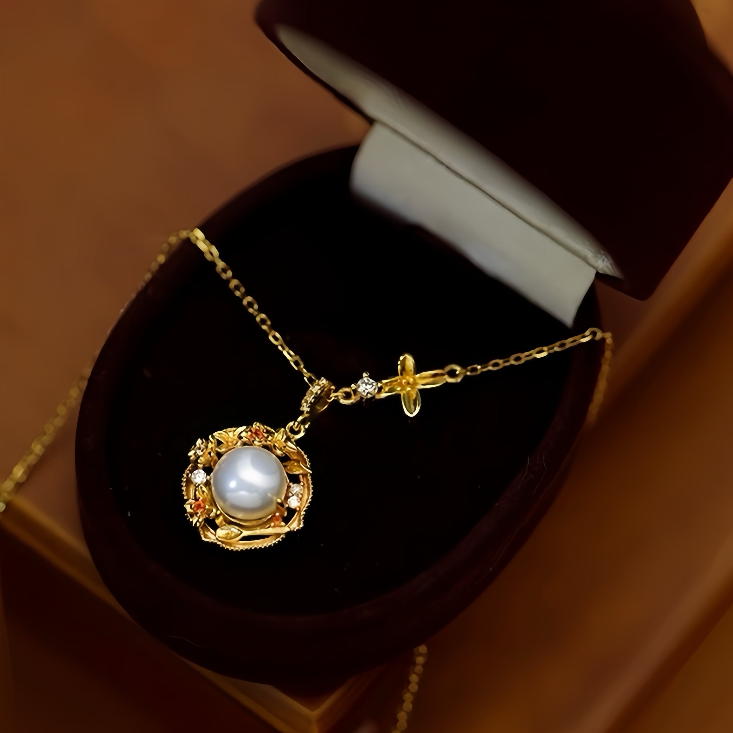 Collier Perle – Fleur Précieuse, Argent Plaqué Or