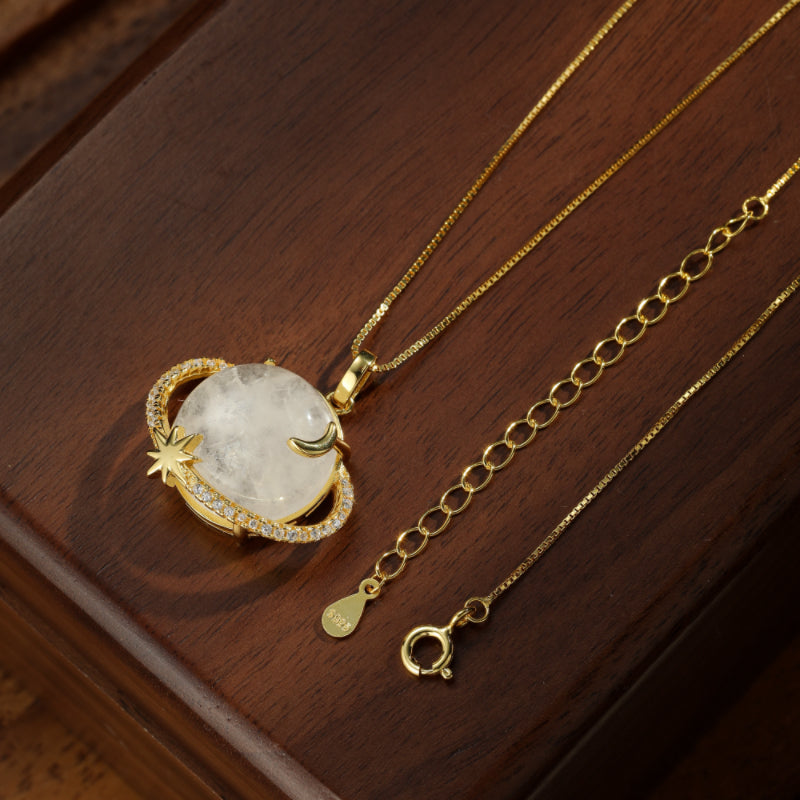 Collier Pierre de Lune – Cosmos Lunaire, Argent 925