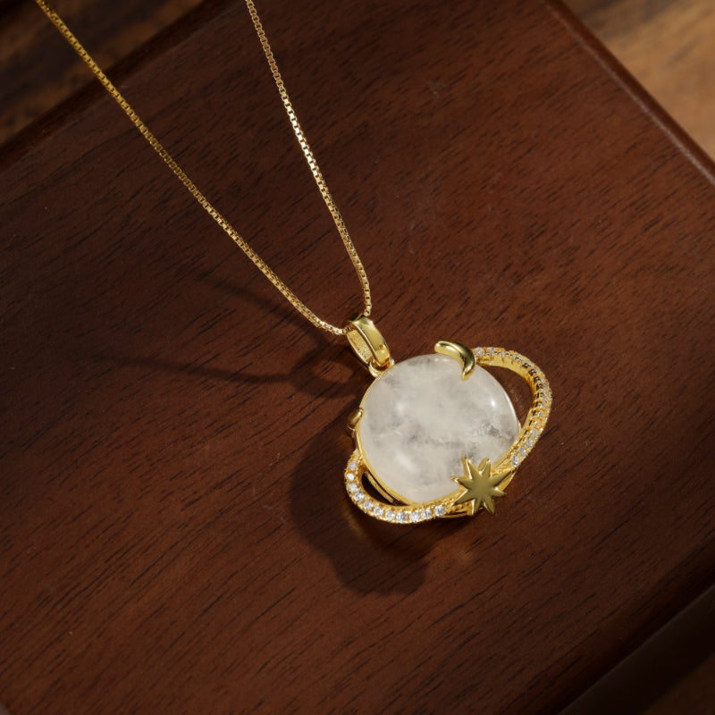 Collier Pierre de Lune – Cosmos Lunaire, Argent 925