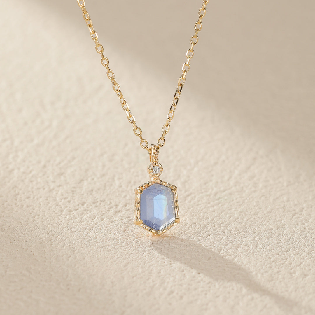 Collier Pierre de Lune – Luna, Argent Plaqué Or