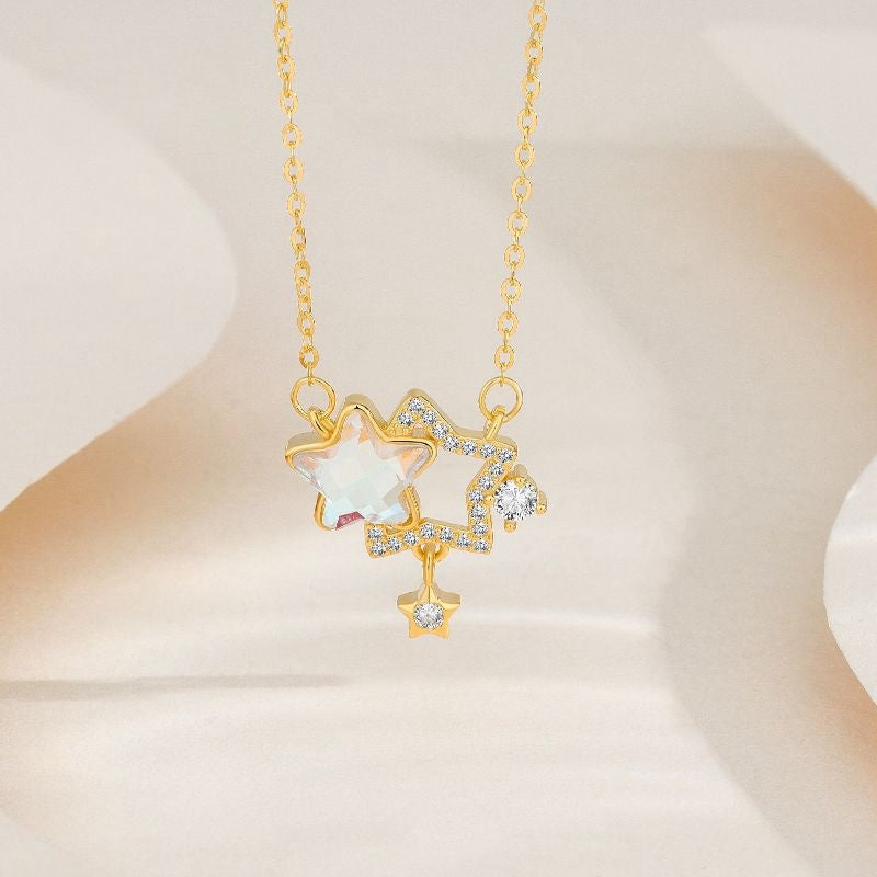 Collier Pierre de Lune – Séléné Sacrée, Argent Plaqué Or