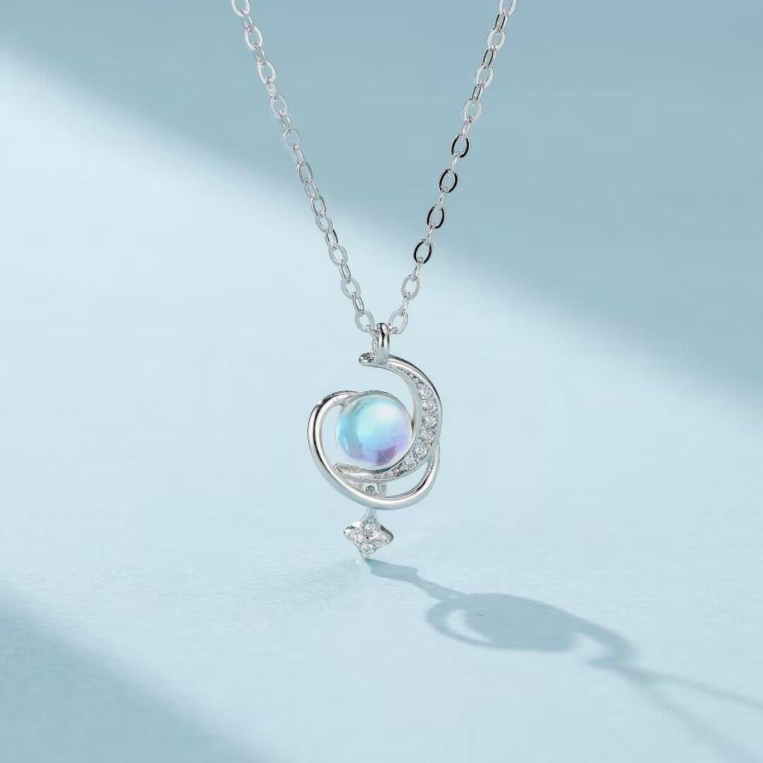 Collier Pierre de Lune – Valse Céleste, Argent