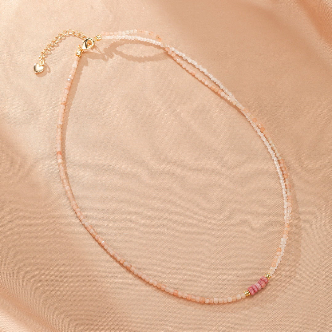 Sunstone and Clear Quartz Necklace – Pastel Aura