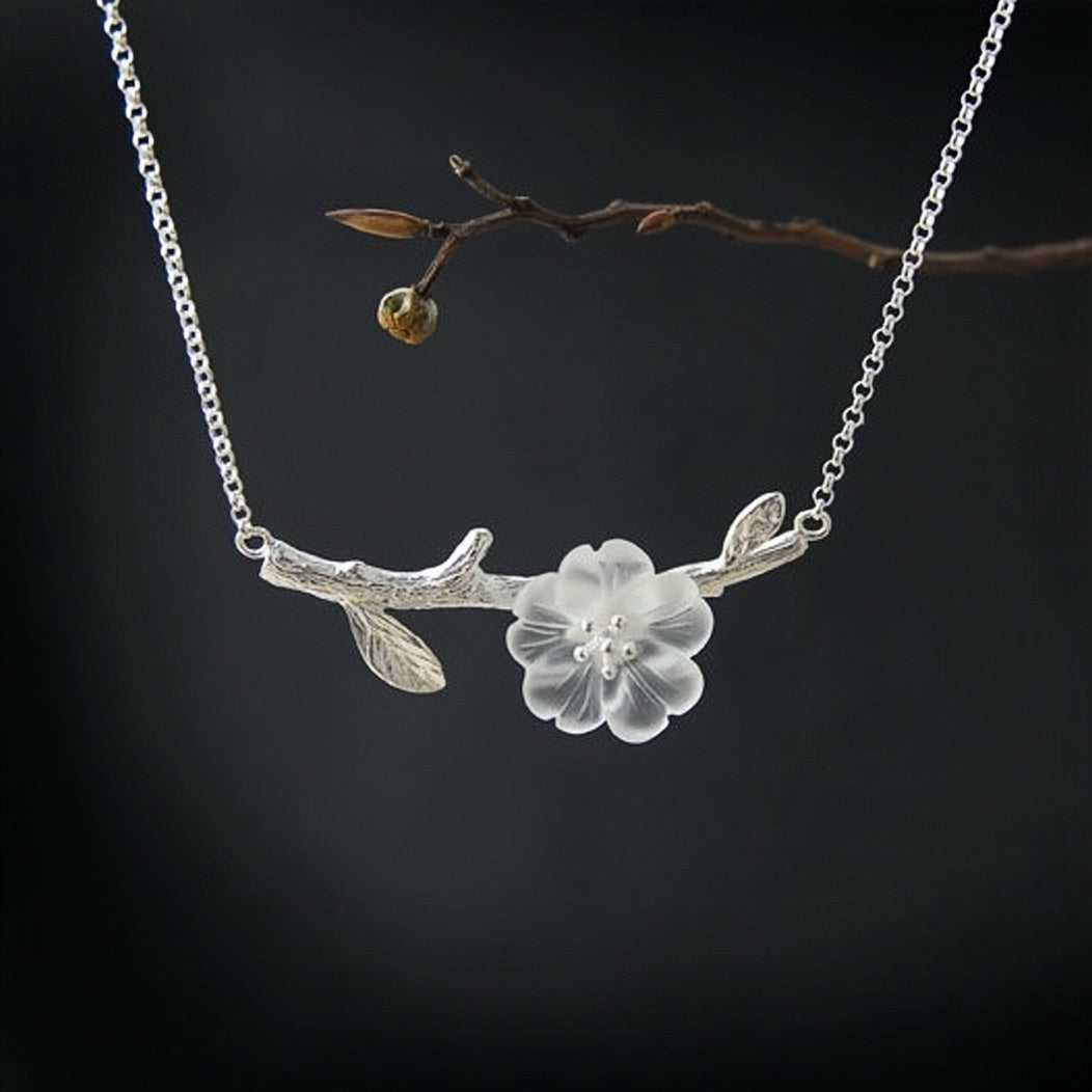 Collier Quartz Clair – Fleur de Tranquillité, Argent