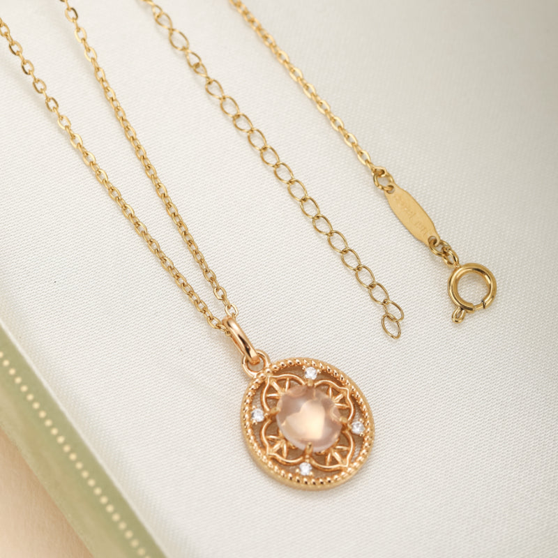 Collier Quartz Rose – Chance, Argent Plaqué Or