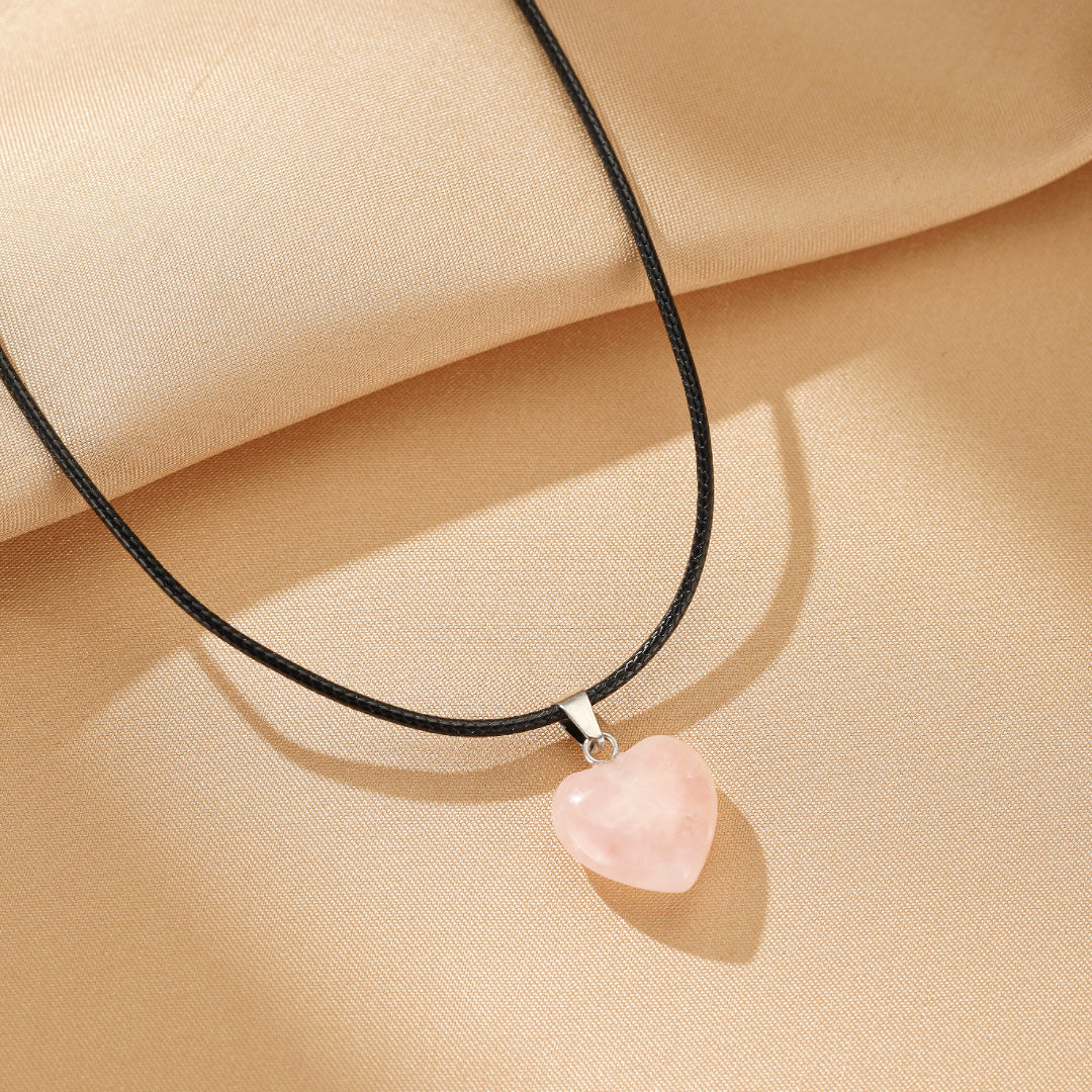 Collier Quartz Rose – Cœur d’Amour