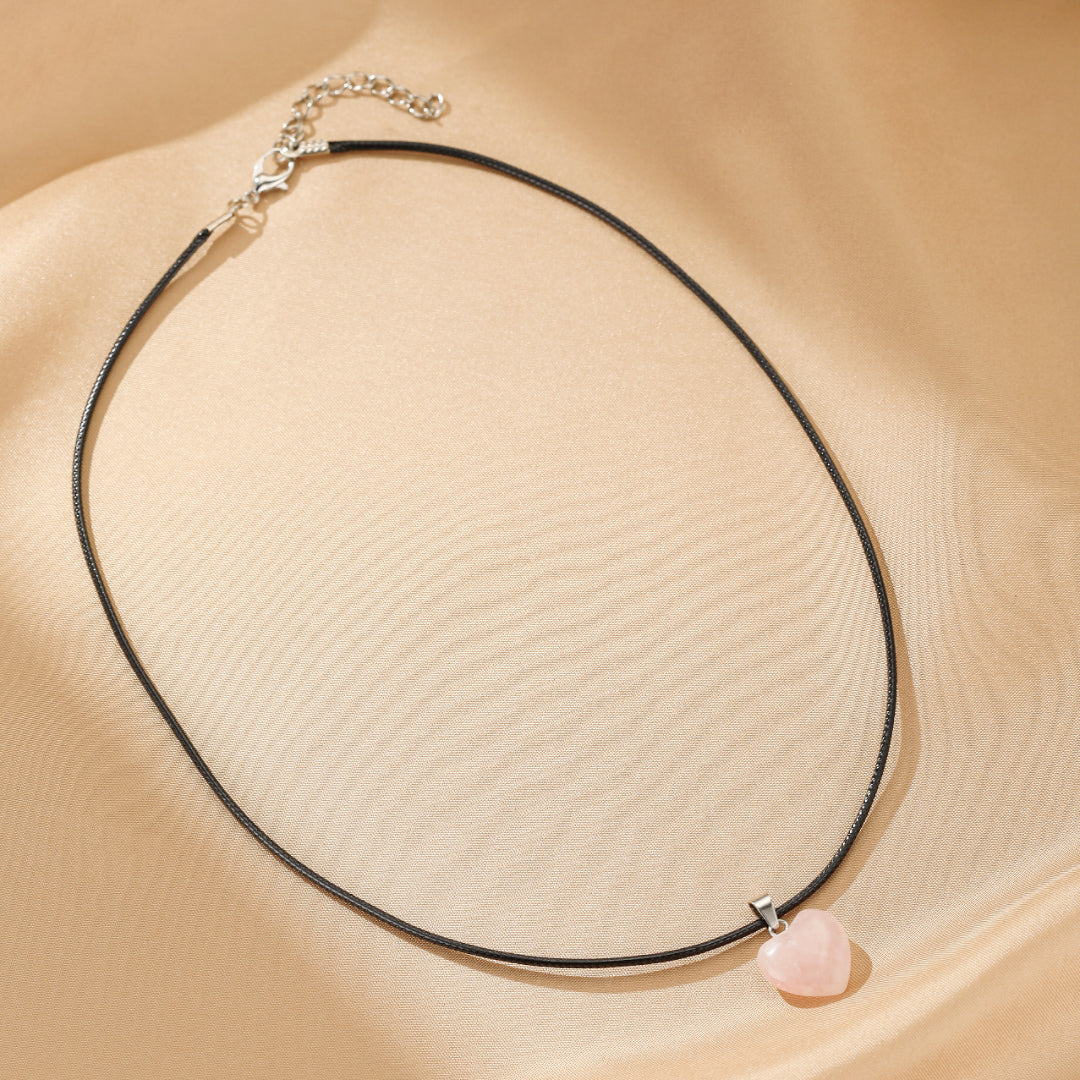 Collier Quartz Rose – Cœur d’Amour