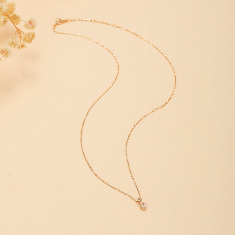 Collier Quartz Rose – Éclat Doux, Argent Plaqué Or