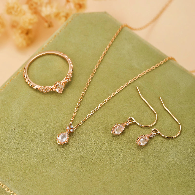 Bijoux Quartz Rose – Éclat Doux, Argent Plaqué Or